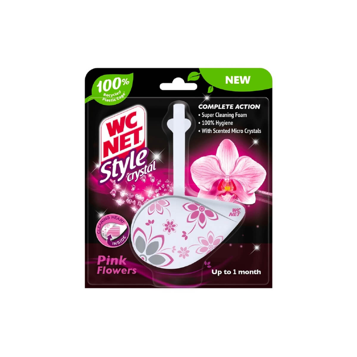 Wc Net Style Crystal Pink Flower Toilet Rim Block 36.5g
