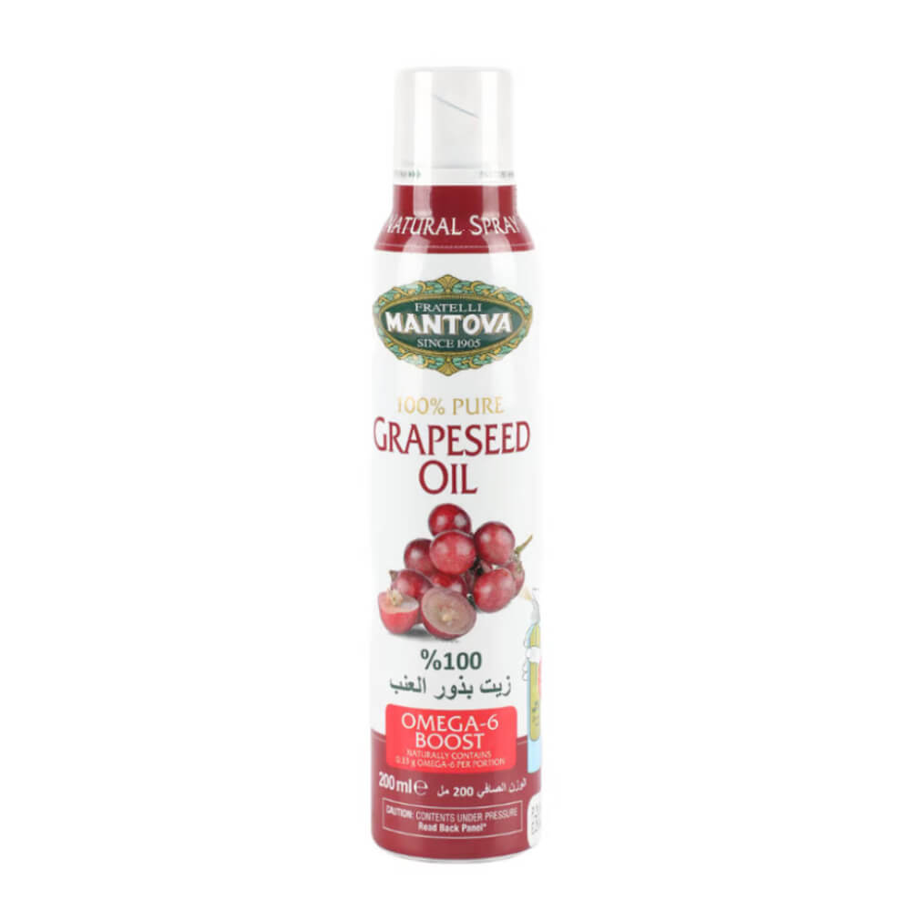 Mantova 100% Pure Grapeseed Oil Spray Omega 6 Boost 200ml