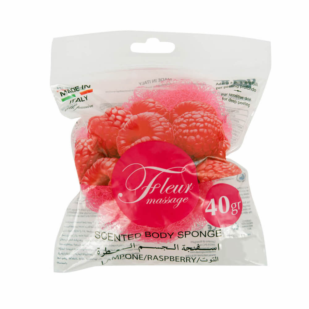 Zeca Fleur Massage Raspberry Scented Bath Sponges 40gm