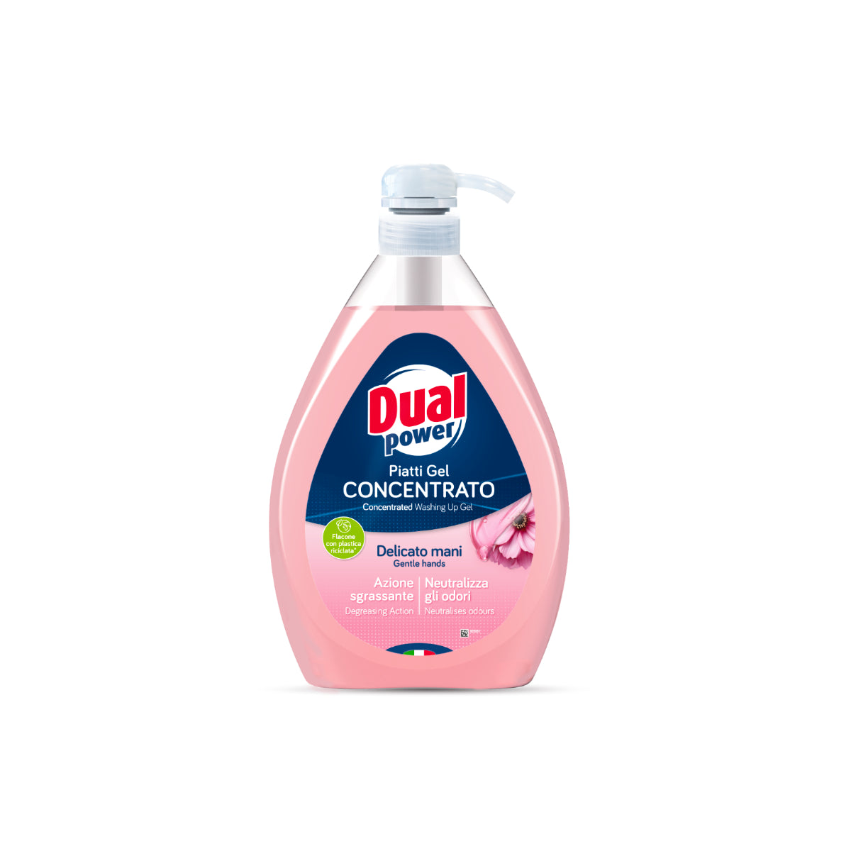Dual Power Dishwashing Gel Concentrated Delicate For Hands  With Dispenser 1Ltr