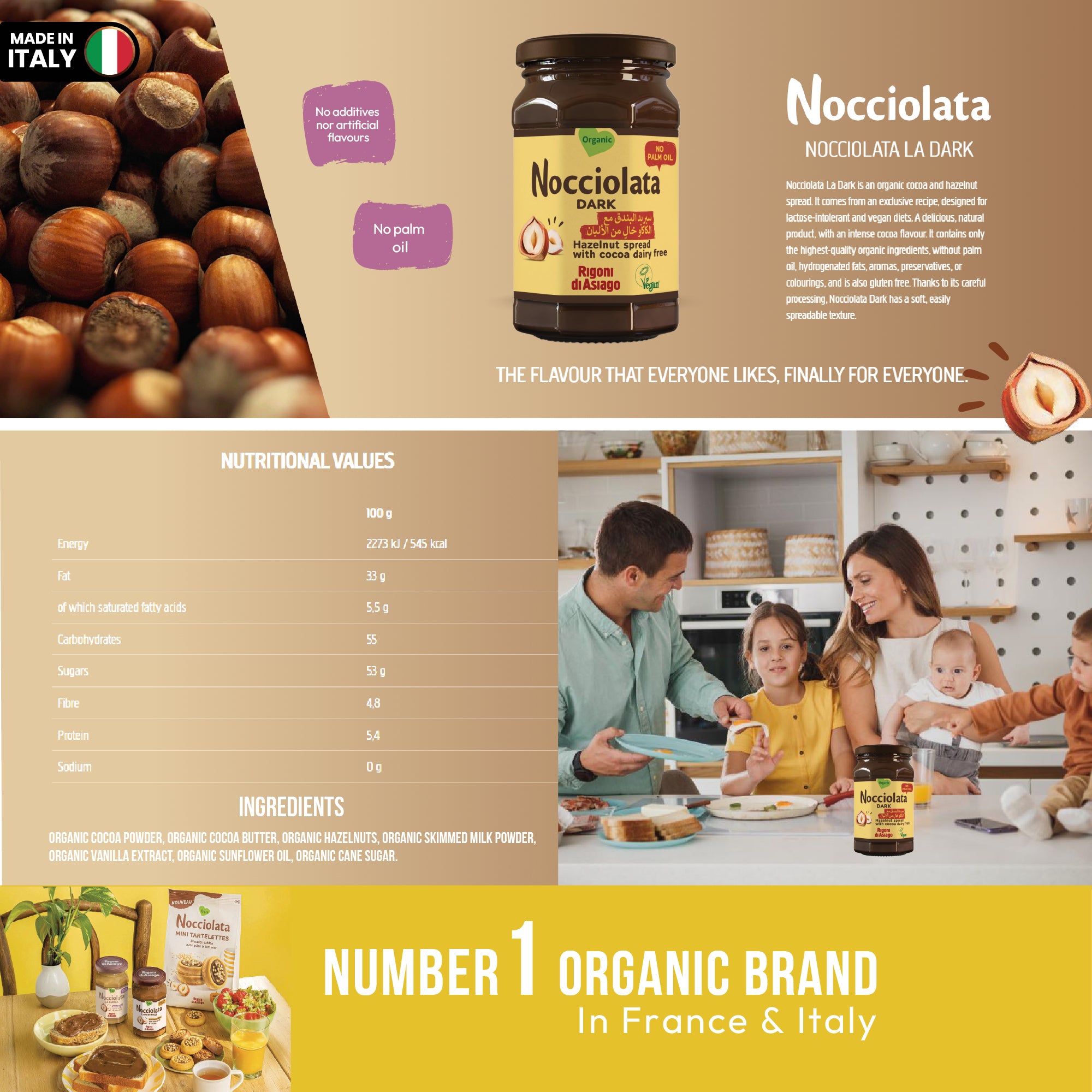 Nocciolata Organic Dark Cocoa Hazelnut Spread 250g