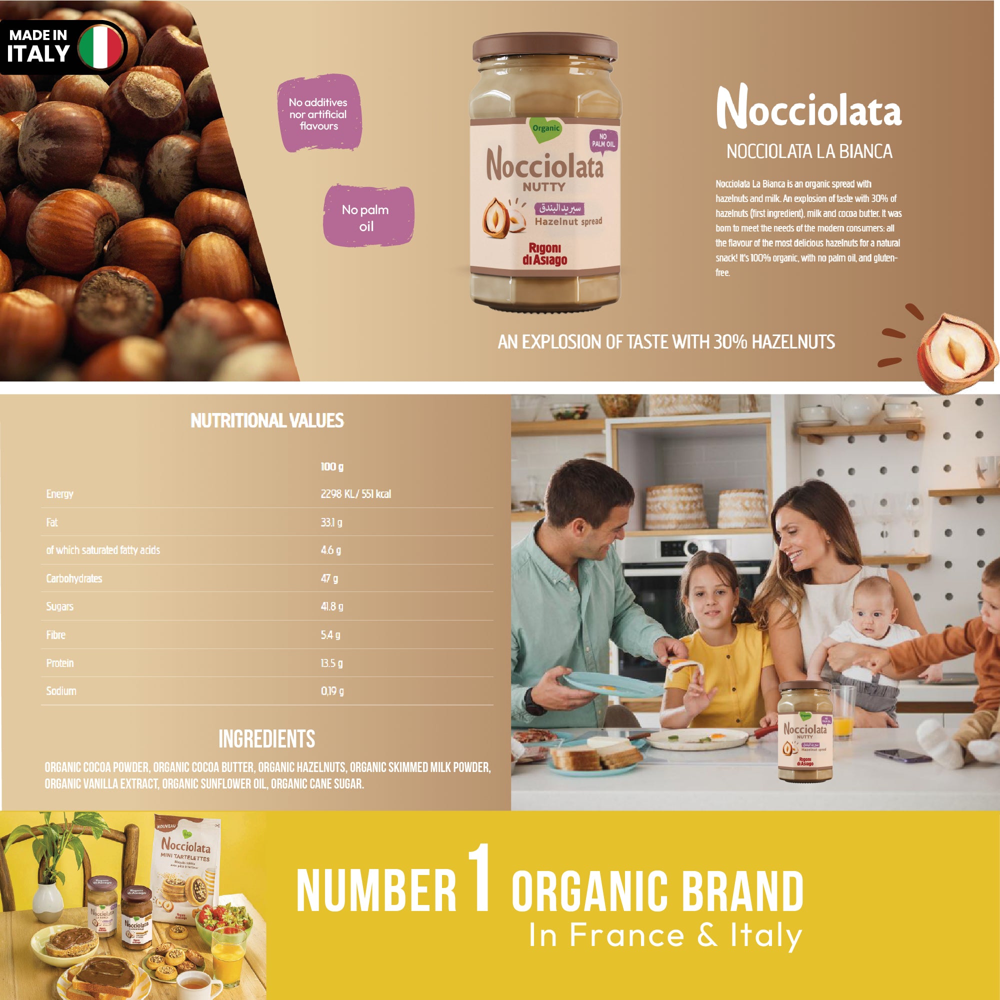 Nocciolata Organic Nutty Bianca Hazelnut Spread 250g