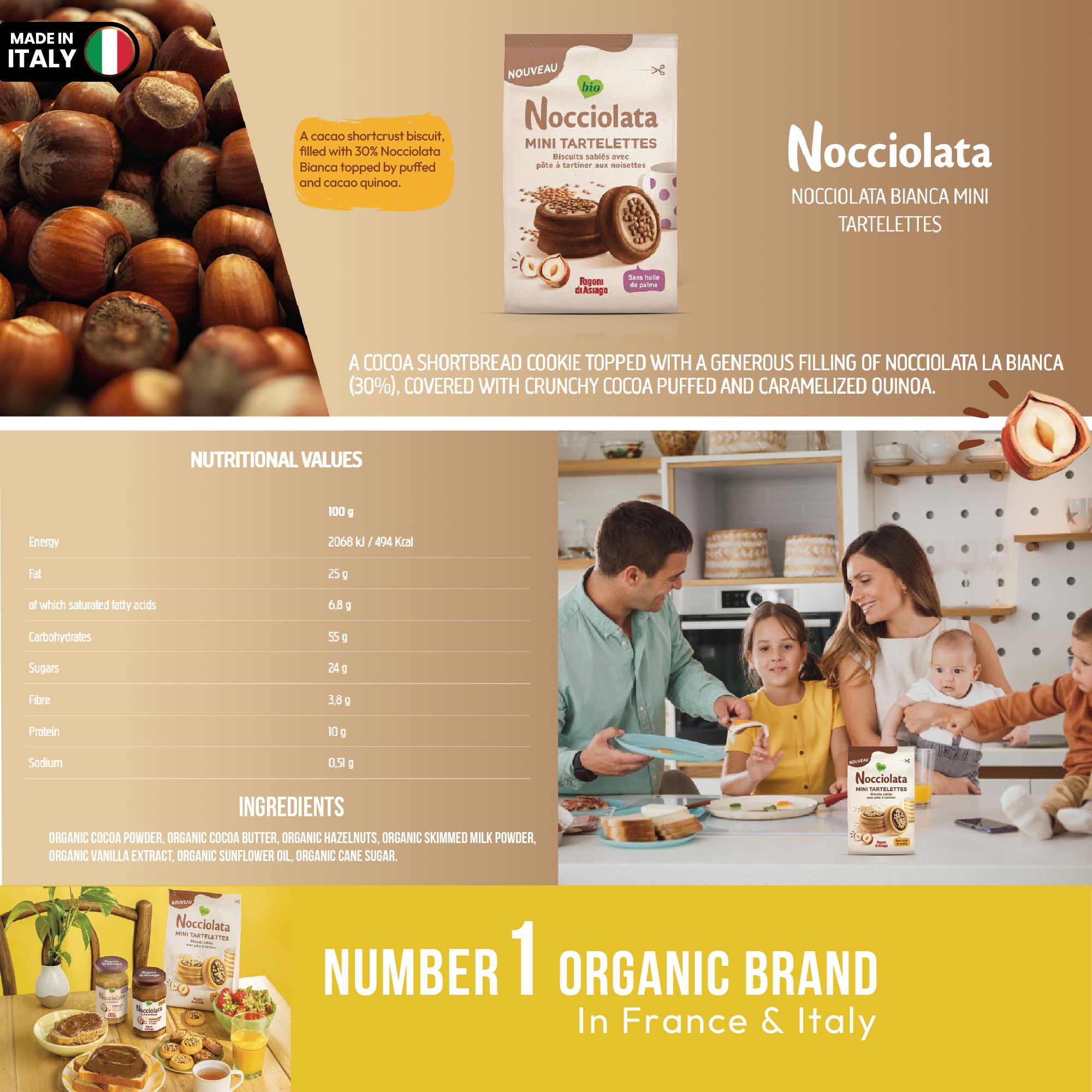 Nocciolata Organic Mini Tartelettes Bianca 250g Italy