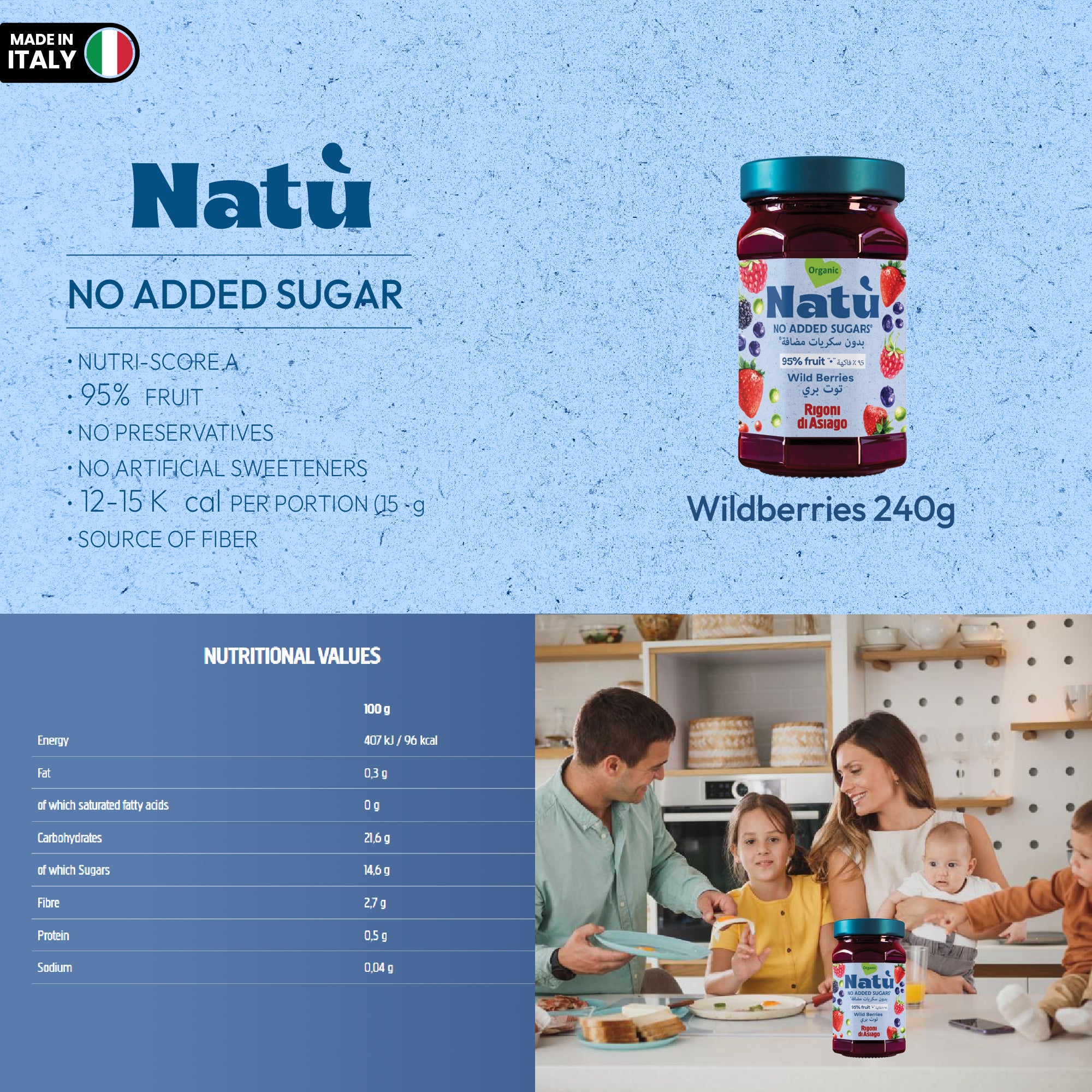 Natu Organic Wildberries Fruit Spread No Added Sugar 240g
