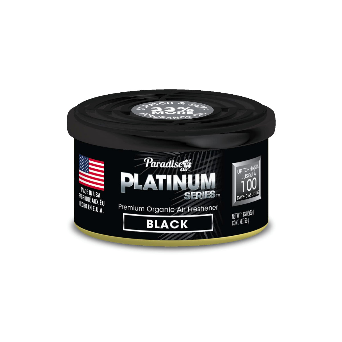 Paradise Platinum Premium Organic Black Air Freshener 52g