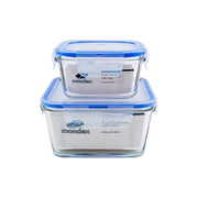 Mondex 2pcs Glass Foodsaver Square 400ml + 900ml