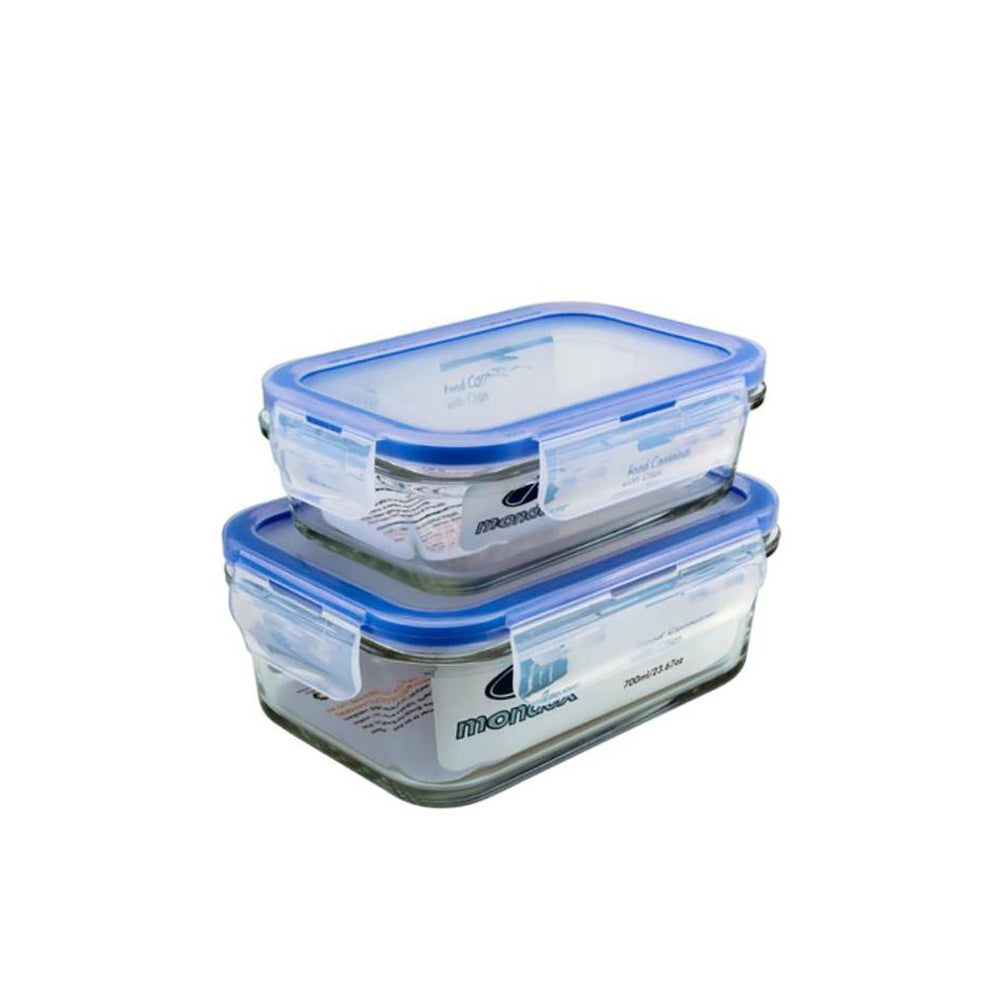 Mondex 2pcs Glass Foodsaver Rectangle 350ml+700ml