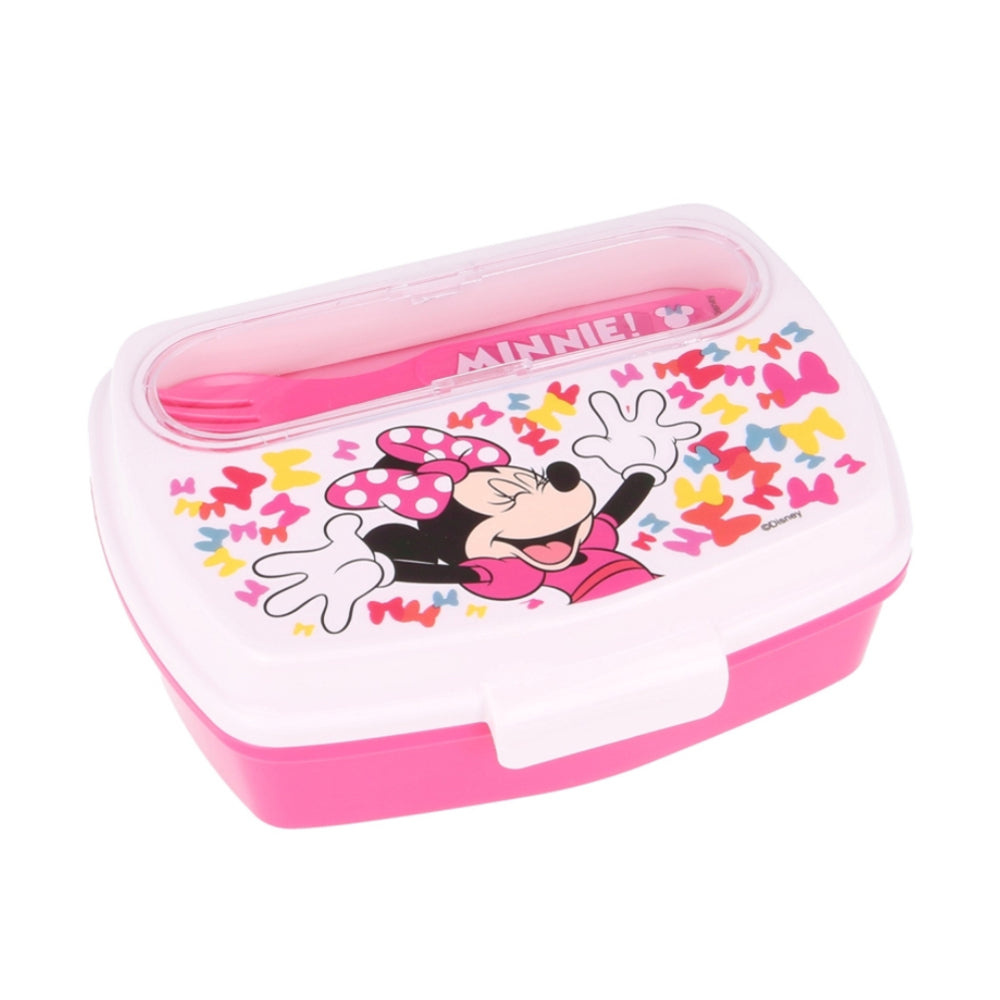 Stor Funny Sandwich Box With Cutlery Minnie So Edgy Bows