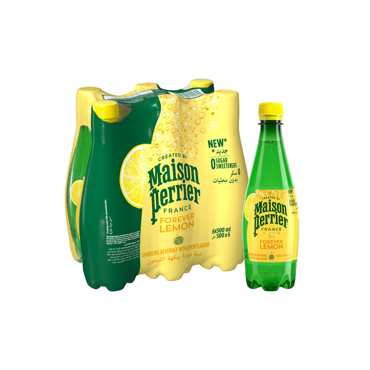 Maison Perrier Natural Sparkling Mineral Water With Lemon Flavored 6x500ml