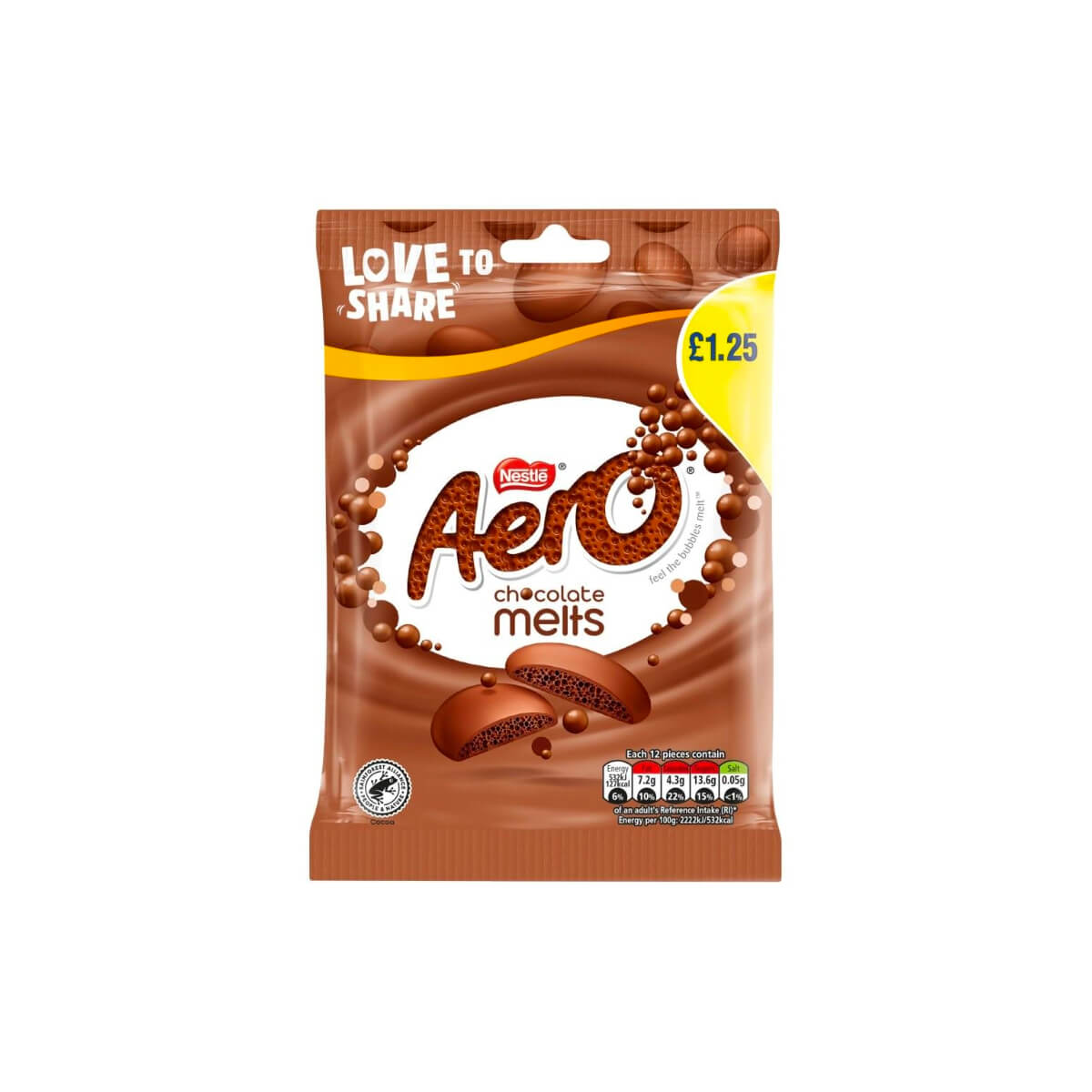 Nestle Aero Melts Milk Chocolate 80g