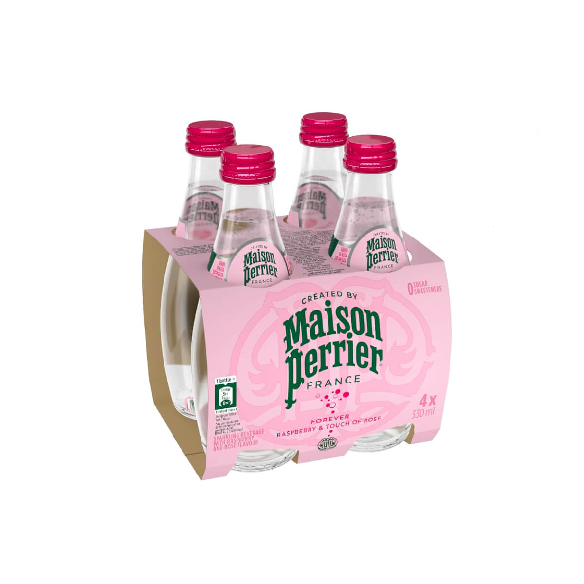 Maison Perrier Sparkling Beverage Raspberry & Rose Flavour 4x330ml