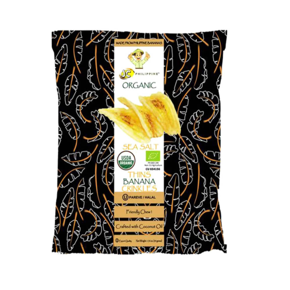J&C Organic Sea Salt Thins Banana Crinkles 50gm