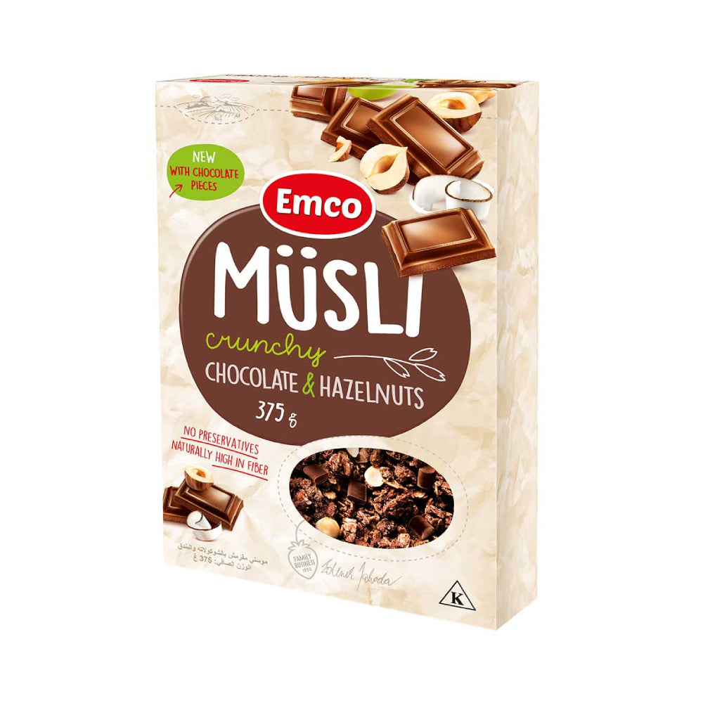 Emco Crunchy Muesli With Chocolate & Hazelnuts cereals 375gm