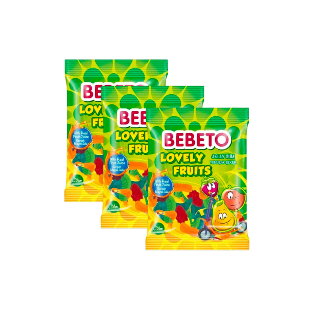 Bebeto Lovely Fruits Jelly Gum 3x80g
