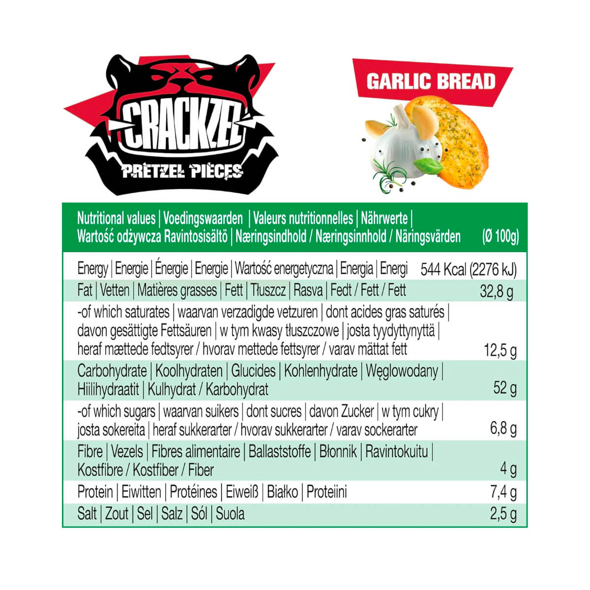 Crackzel Garlic Bread Hard Pretzel 65g