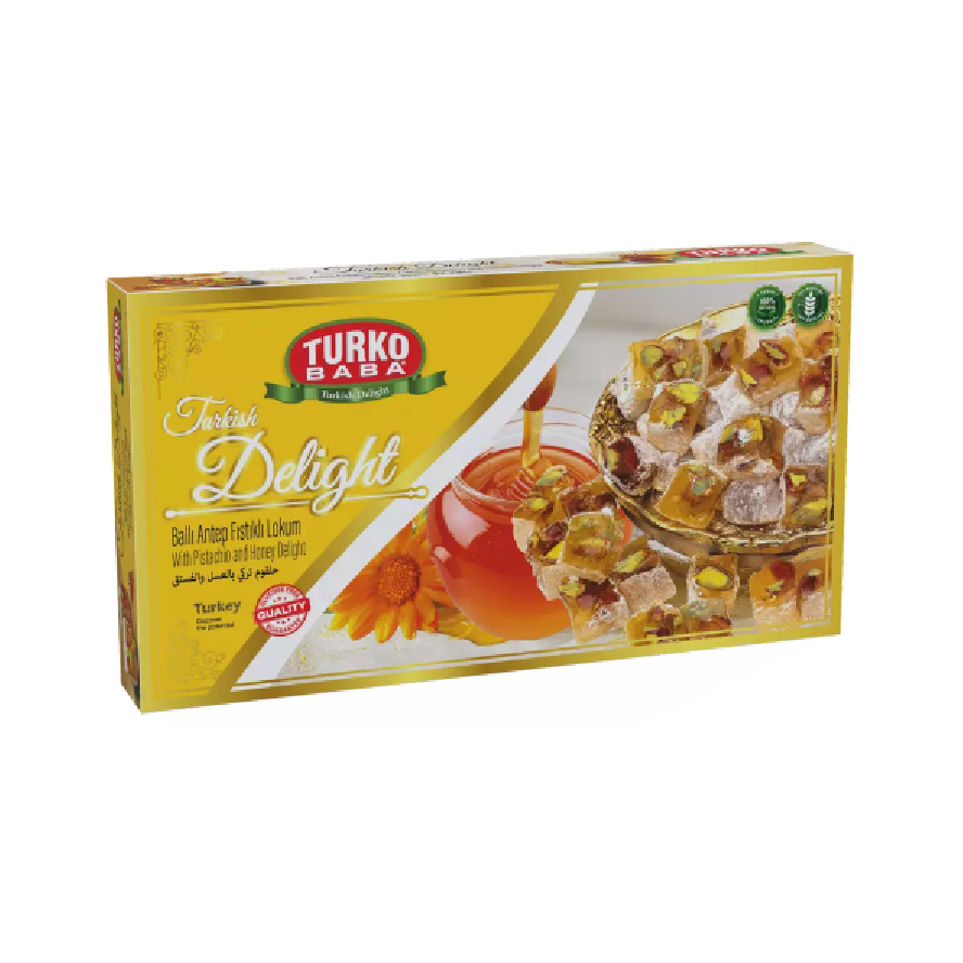 Turkish Turko Baba Turkish Delight with Honey Pistachio 400gm