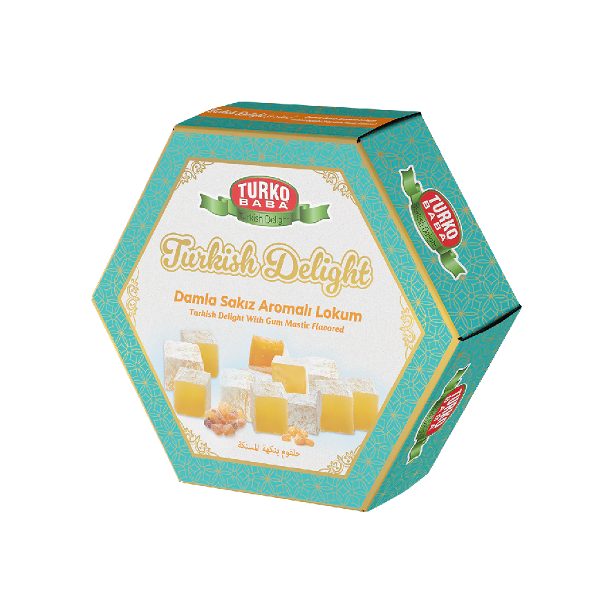 Turkish Turko Baba Turkish Delight with Gum Mastic Flavored (Damla Sakiz Aromali Lokum) 250gm