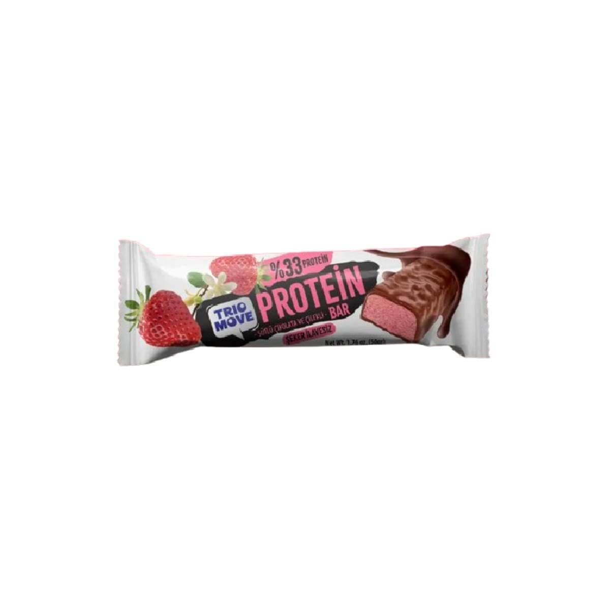 Turkish Trio Chocolate Protein Bar Strawberry and Vanilla (cilek cikolata ve vanilyali) 50g