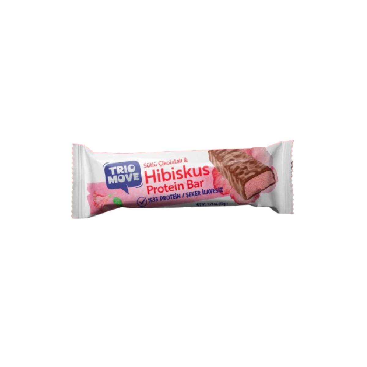 Turkish Trio Hibiskus Protein Bar (Sutlu Cikolatali hibiskus seker ilavesiz) 50g