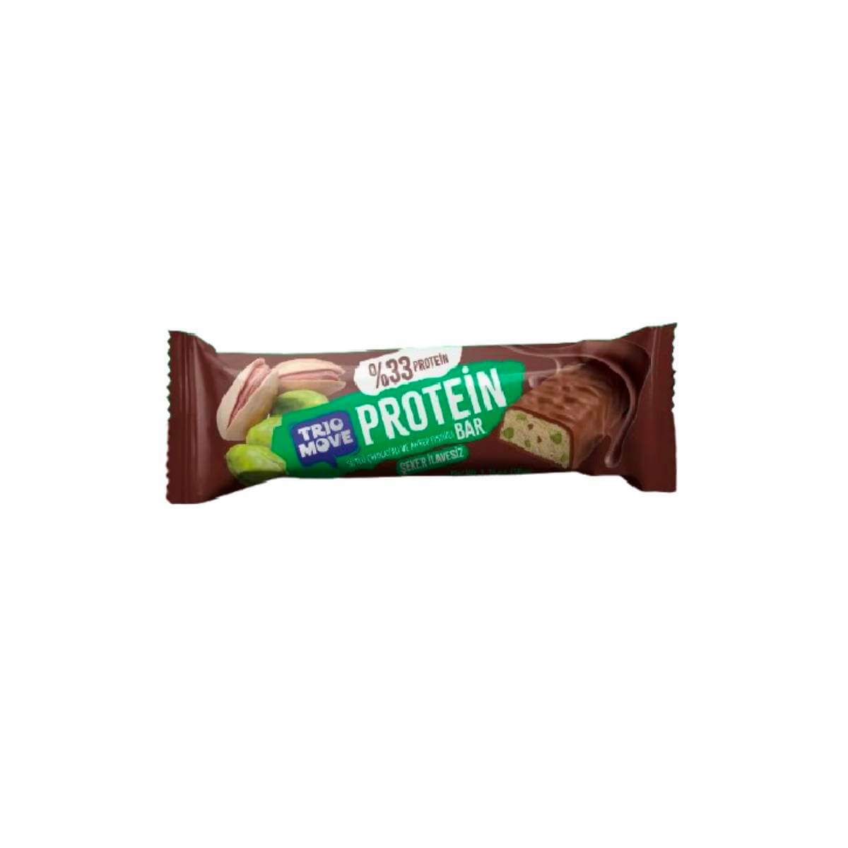 Turkish Trio Chocolate Protein Bar w/ Pistachio (sutlu cikolatali ve antep fistikli) 50g