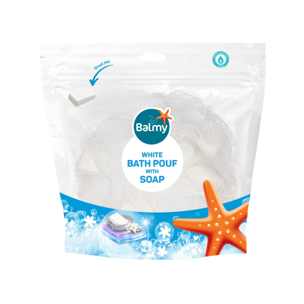 Balmy White Bath Sponge With Soap Pieces 75gm