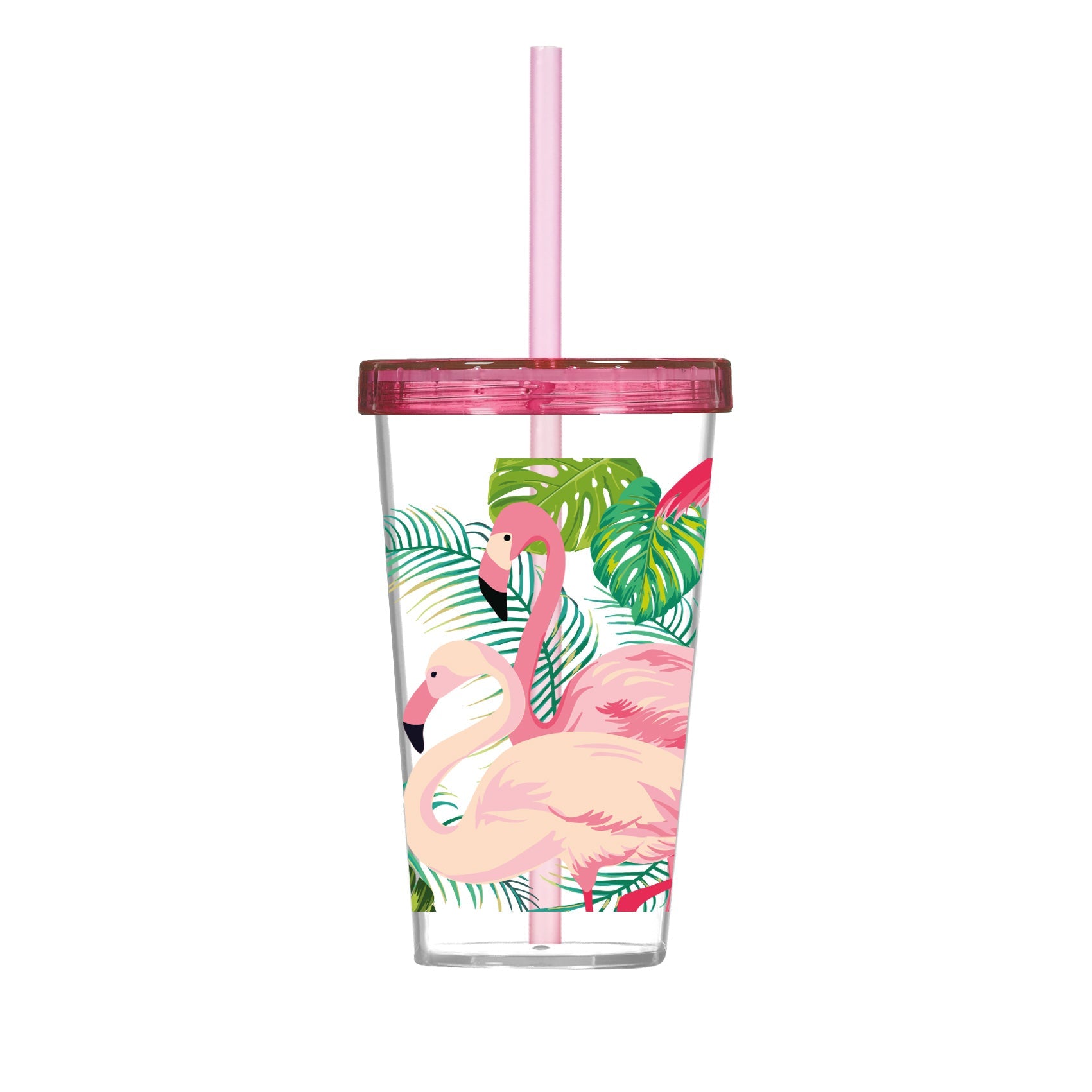 Herevin Tumblr+Straw Flamingo 660ml