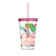Herevin Tumblr+Straw Flamingo 660ml