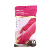 LocknLock Natural Latex Rubber Gloves Pink Medium 36cm