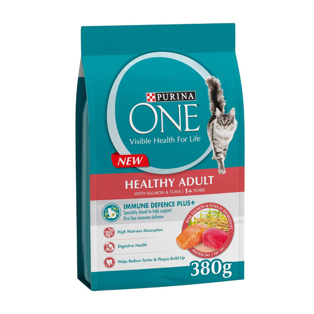 Purina One Healthy Adult With Salmon & Tuna 1+ Year Dry Cat Food 380gm
