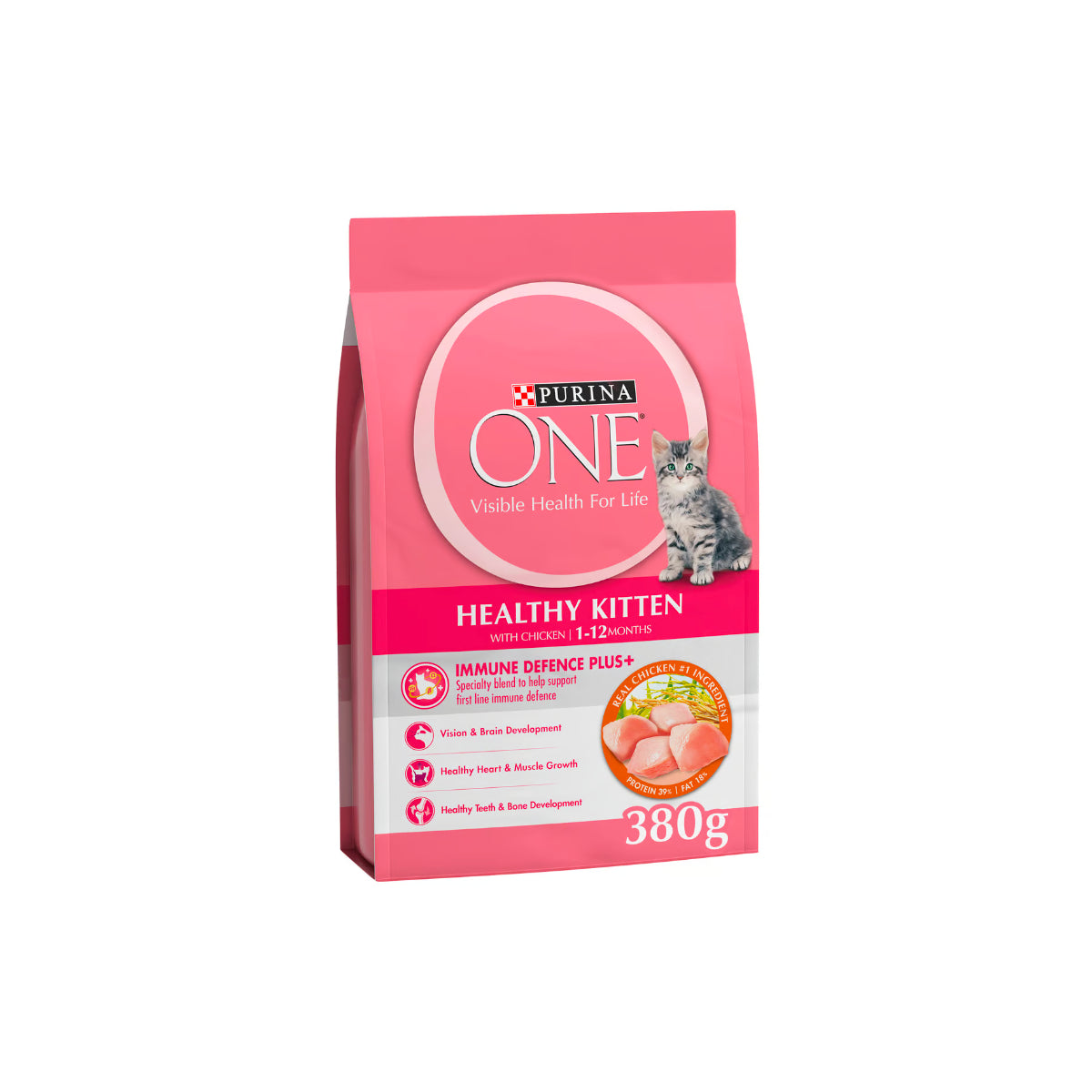 Purina One Healthy Kitten With Chicken Dry Cat Food 380g