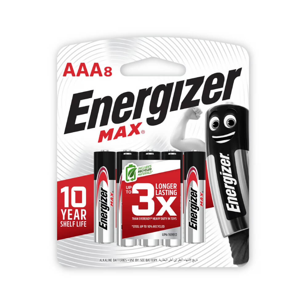 Energizer Max AAA 8 Alkaline Battery 1.5V 8 Pieces