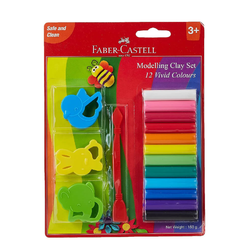 Faber-Castell Modelling Clay 150Gm + Moulds + Craft Tools