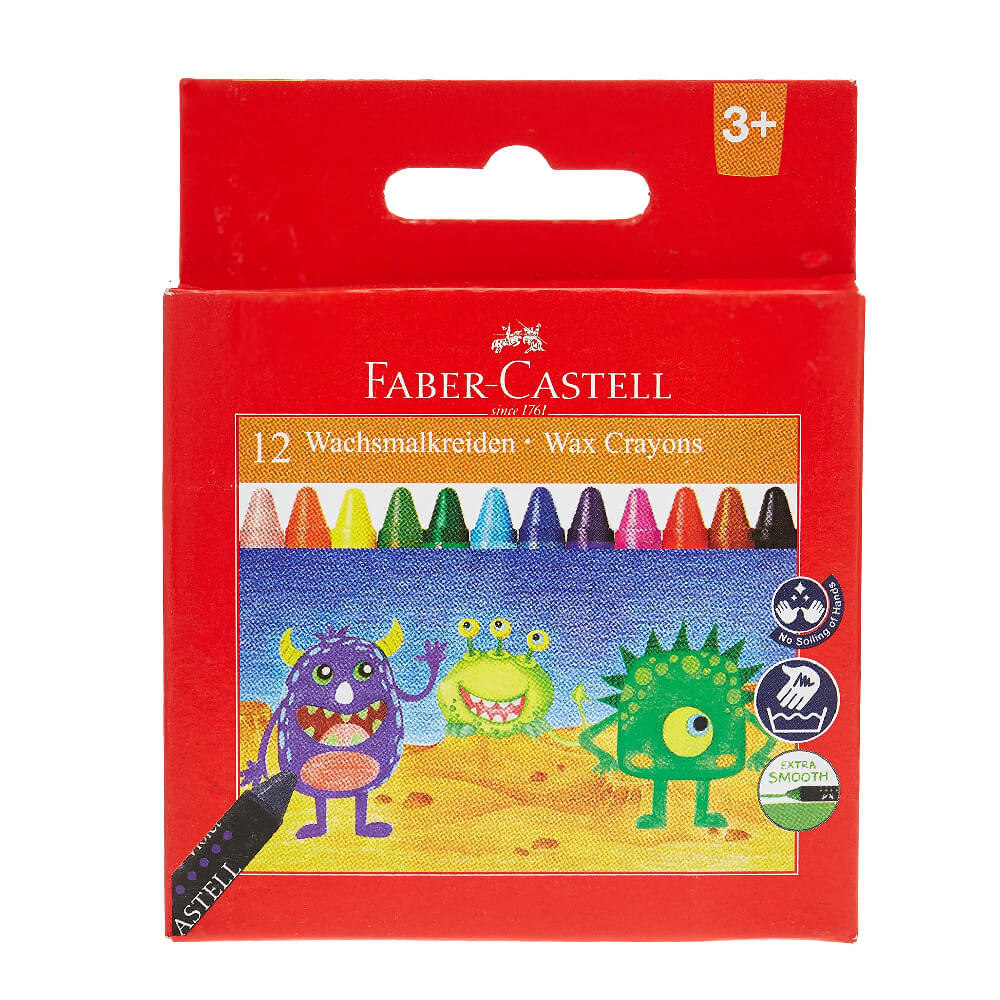Faber-Castell Triangular Wax Crayons 12 Color 90Mm