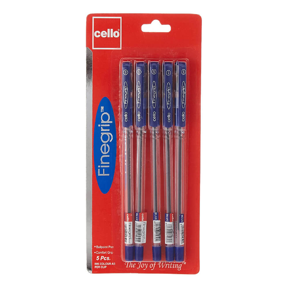 Cello Finegrip Ball Pen 0.7Mm Blister Of 5Pc Blue