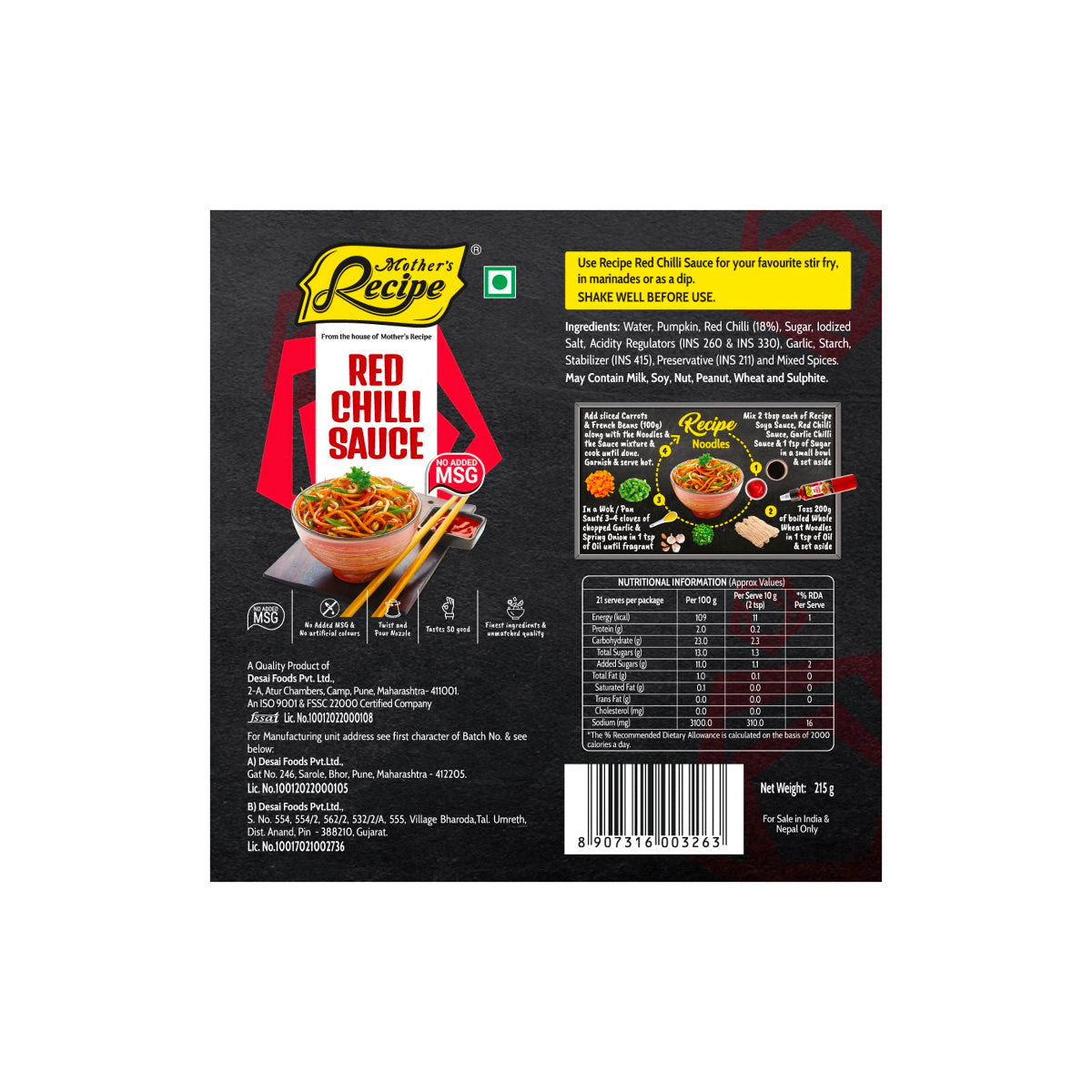 Mother's Recipe Red Chilli Sauce 215g