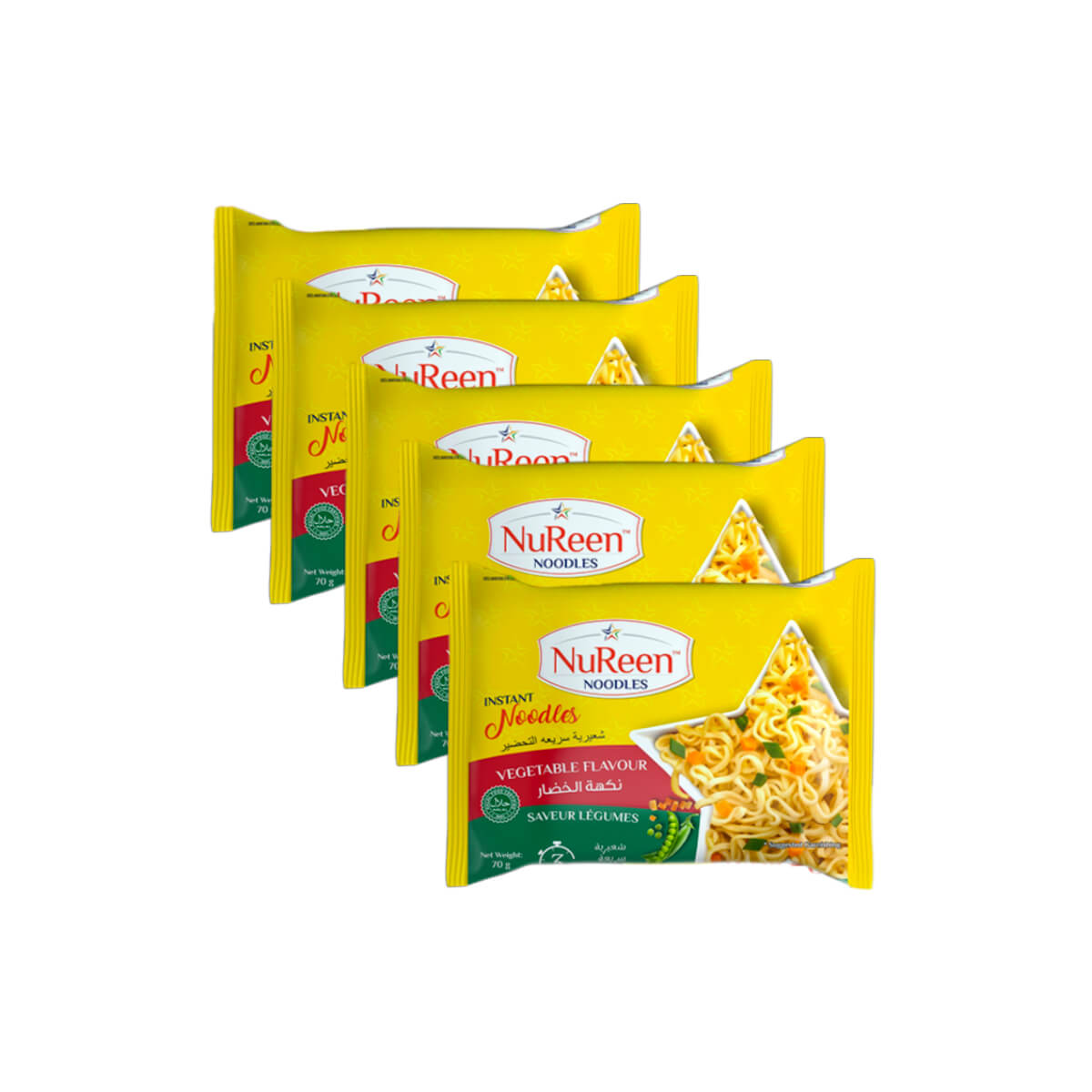 NuReen Vegetable Flavour Instant Noodles 70g 4+1 Free
