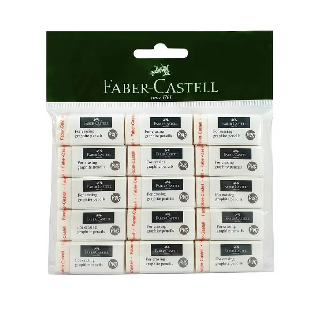 Faber-Castell PVC Free Eraser White Medium 15PCS