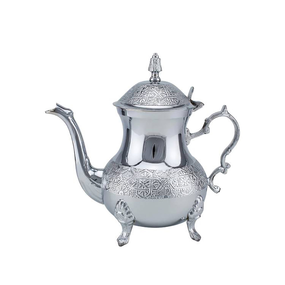 Home Morrocan Tea Pot Flower Engraving Design Brass 700ml