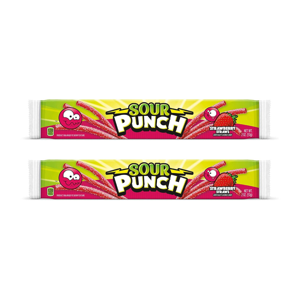 Sour Punch Strawberry Straws Candy 2x57gm