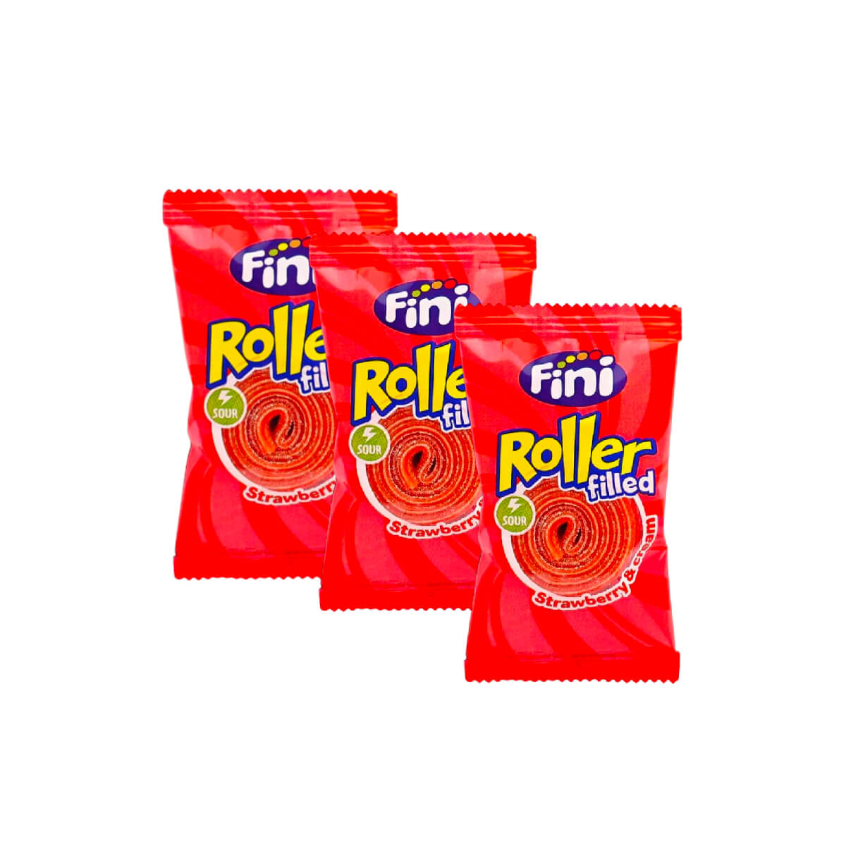 Fini Roller Filled Strawberry & Cream Sour Gum 3x20g